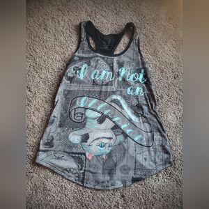 Disney Black and Gray Alice Tank Top